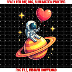 Valentines Day Space Astronaut Heart Balloon T-shirt