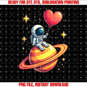 Valentines Day Space Astronaut Heart Balloon T-shirt