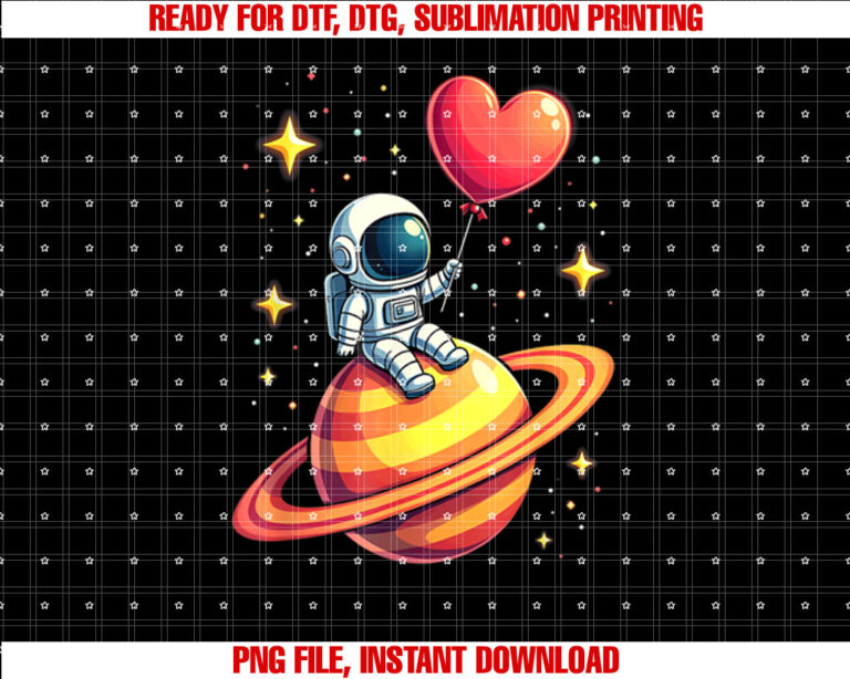 Valentines Day Space Astronaut Heart Balloon T-shirt