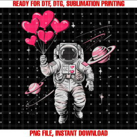 Valentines Day Space Astronaut Heart Balloons Toddler Boys T-shirt