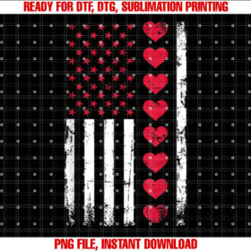 Valentines Day Us Flag Hearts T-shirt