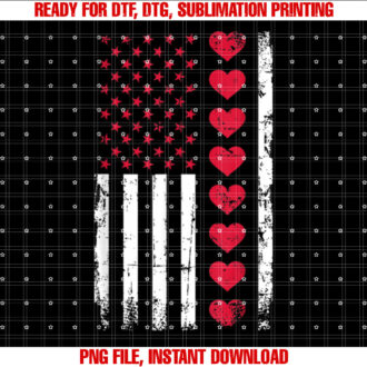 Valentines Day US flag hearts T-shirt