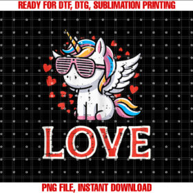 Valentines Day Unicorn Love Cute Toddler Girls Kids Women T-shirt