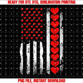 Valentines Day Vintage America Flag Hearts Mens Boys Girls T-shirt