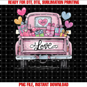 Valentines Day Xoxo Love Pickup Truck Pink Hearts Gifts T-shirt