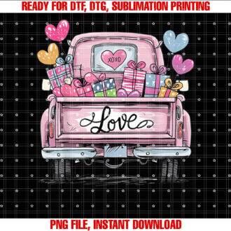 Valentines Day XOXO Love Pickup Truck Pink Hearts Gifts T-shirt