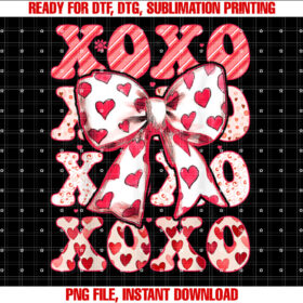 Valentines Day Xoxo Love Hearts Women Girl n Coquette Bow T-shirt