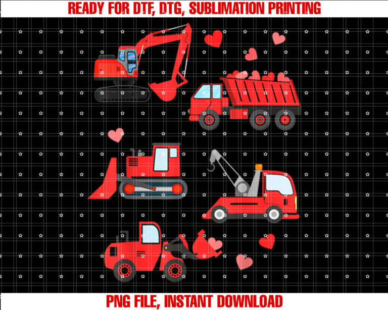 Valentines Day boys kids Toddler Construction truck hearts T-shirt