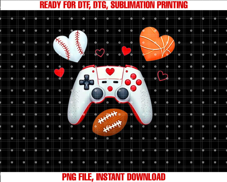 Valentines Day boys men Hearts gaming Basketball Baseball T-shirt