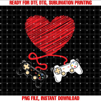 Video Gamer Heart Controllers Valentines Day Boys Girls T-shirt