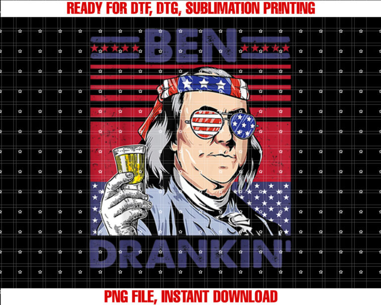 Vintage Ben Drankin Funny 4th Of July Drinking Presidents T-shirt