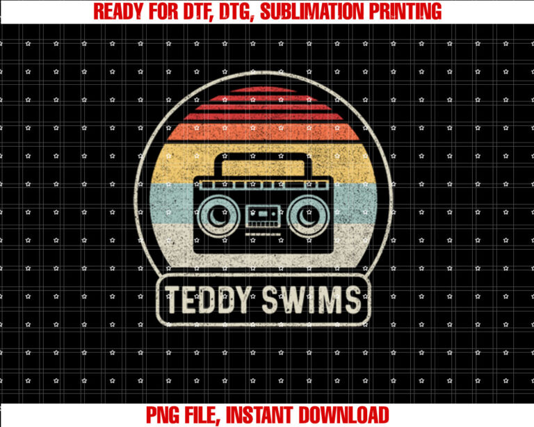 Vintage Cassette Tape Teddy Swims 90s Music Retro Sunset T-shirt