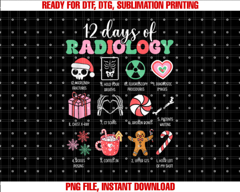 Vintage Christmas 12 Days Of Radiology Xray Funny Christmas T-shirt