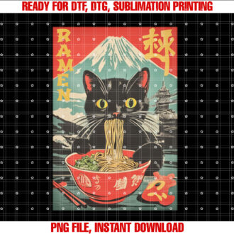 Vintage Funny Cat Ramen Anime Cat Japanese Graphic T-shirt