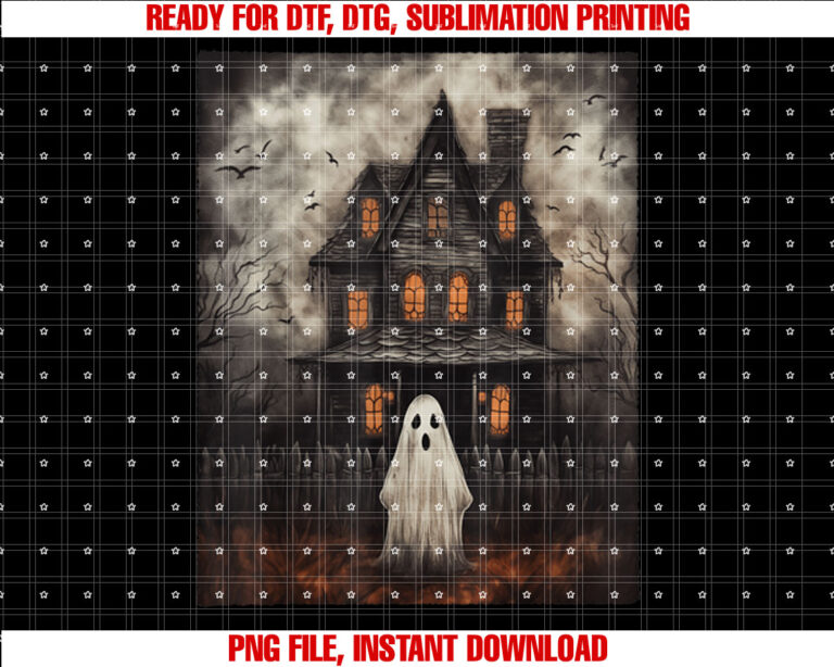 Vintage Ghost Haunted House Midnight Halloween Ghost Spooky T-shirt