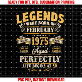 Vintage Made in February 1975 Legend 50th Birthday Gift Men T-shirt