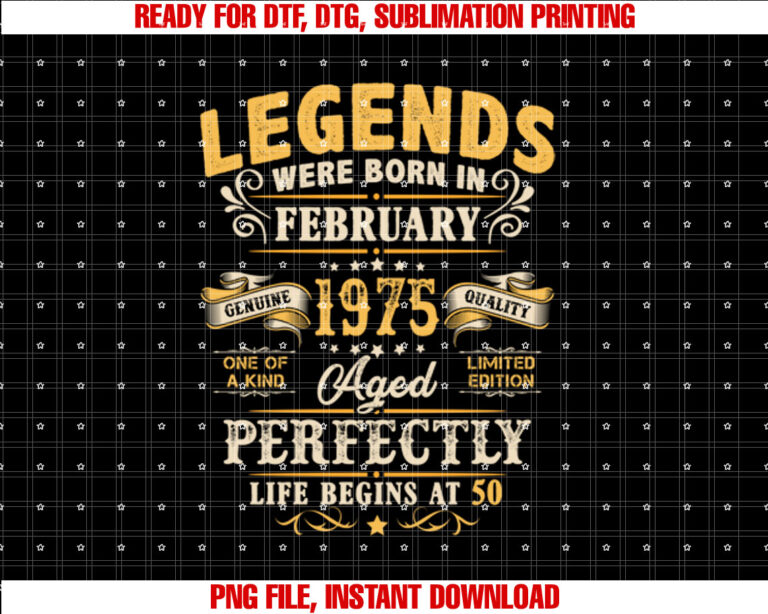 Vintage Made In February 1975 Legend 50th Birthday Gift Men T-shirt