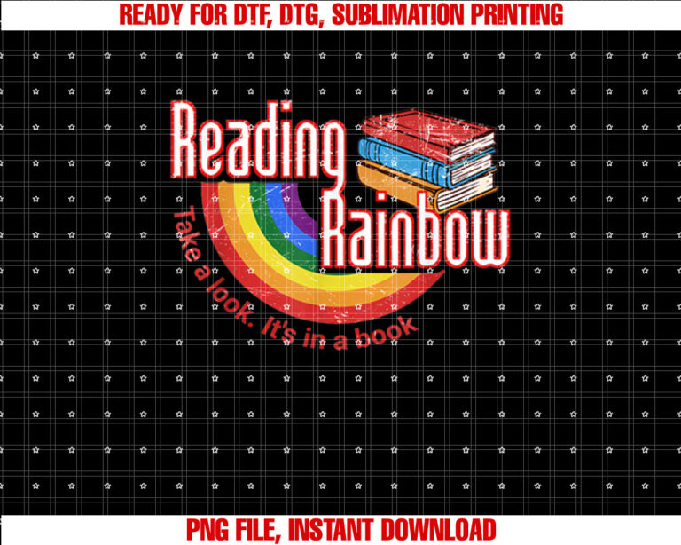 Vintage Rainbow Take A Look Its In A Book Reading T-shirt