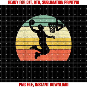 Vintage Retro Basketball Dunk Sunset Colorful Men Boys T-shirt