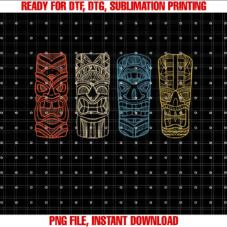 Vintage Tiki Hawaiian Polynesian Mask Four Totems Gift T-shirt