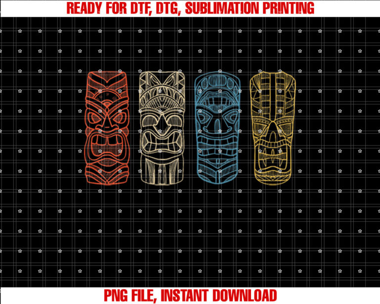 Vintage Tiki Hawaiian Polynesian Mask Four Totems Gift T-shirt