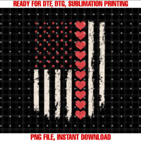 Vintage Valentines Day American Flag Hearts Mens Boys Kids T-shirt