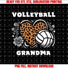Volleyball Grandma Leopard Heart Cute Volleyball Womens T-shirt