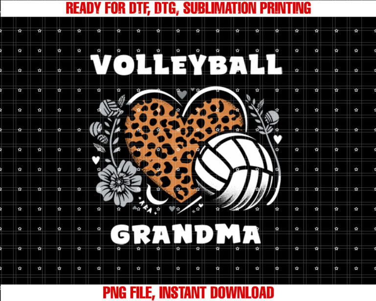 Volleyball Grandma Leopard Heart Cute Volleyball Womens T-shirt