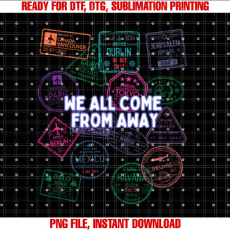 We All Come From Away Travel Stamps Musical Theatre T-shirt
