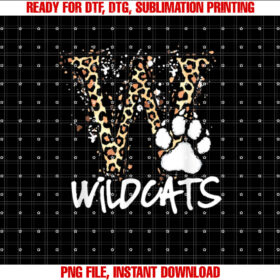 Wildcats Spirit Bold Letter W and Paw Print T-shirt