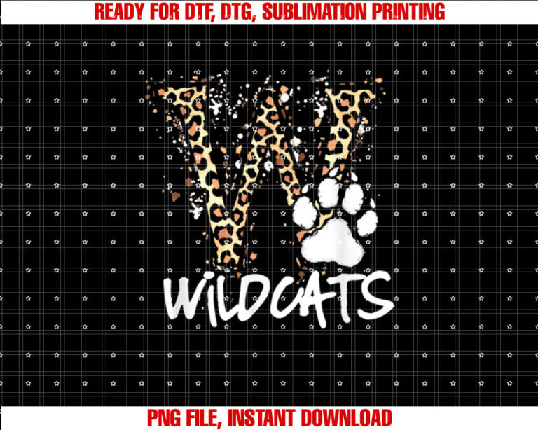 Wildcats Spirit Bold Letter W and Paw Print T-shirt