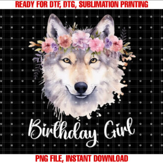 Wolf with Flowers for the Birthday Girl T-shirt