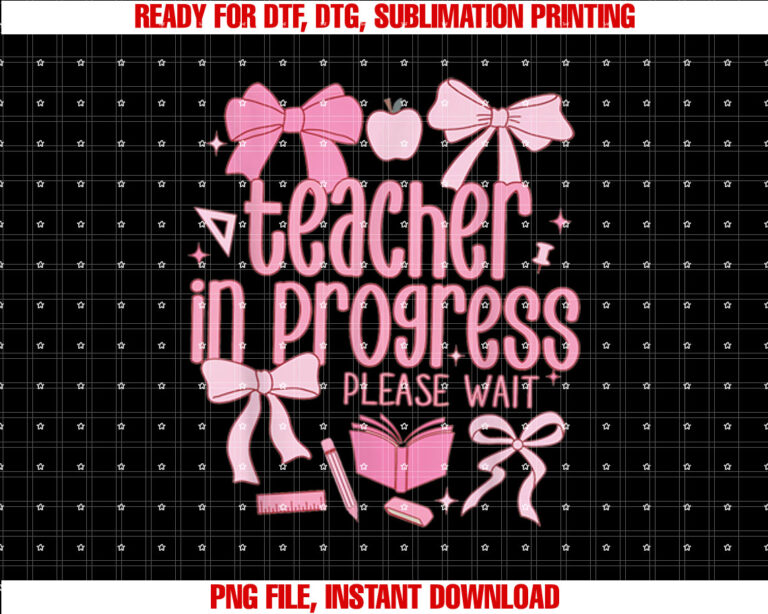Women Teacher in Progress Coquette Pink Bow Future Teacher T-shirt