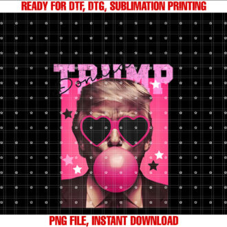 Womens Bubblegum Trump Blowing Bubble Gum Trendy Pink Trump Girl T-shirt