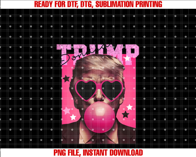 Womens Bubblegum Trump Blowing Bubble Gum Trendy Pink Trump Girl T-shirt
