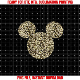 Womens Disney Mickey and Friends Cheetah Print Mickey Ears T-shirt