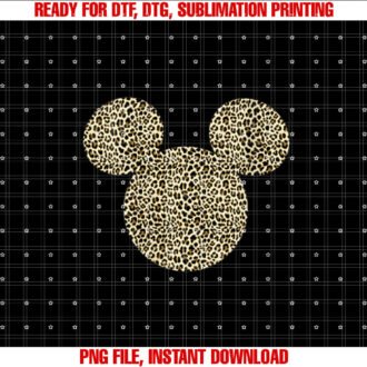 Womens Disney Mickey And Friends Cheetah Print Mickey Ears T-shirt