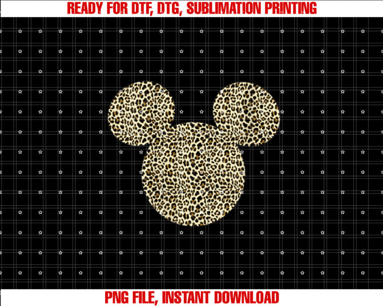 Womens Disney Mickey And Friends Cheetah Print Mickey Ears T-shirt