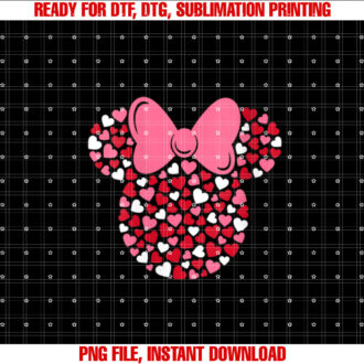 Womens Disney Minnie Mouse Pink Hearts Valentines Day T-shirt