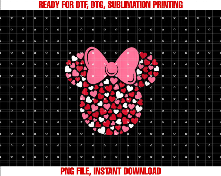 Womens Disney Minnie Mouse Pink Hearts Valentines Day T-shirt