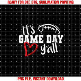 Womens Its Game Day Yall Cute Super Football Bowl Heart Womens T-shirt