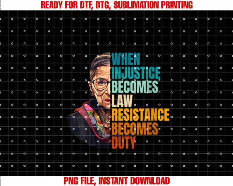 Womens When Injustice Becomes Law Resistance Becomes Duty RBG Quote T-shirt
