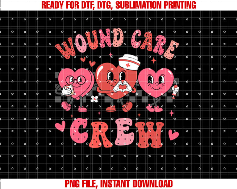 Wound Care Crew Valentines Day Hearts Retro Wound Care T-shirt
