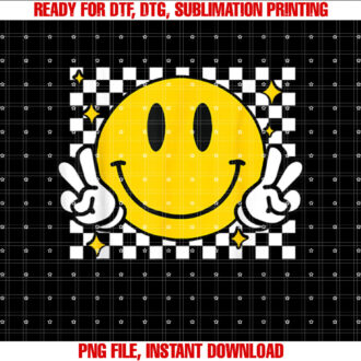 Yellow Smile Face Cute Checkered Peace Smiling Happy Face T-shirt