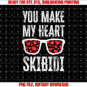 You Make My Heart Skibidi Funny Valentine Day Kids Rizz Love T-shirt