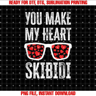 You Make My Heart Skibidi Funny Valentine Day Kids Rizz Love T-shirt