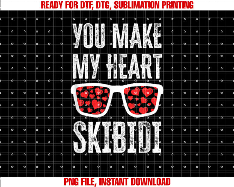 You Make My Heart Skibidi Funny Valentine Day Kids Rizz Love T-shirt