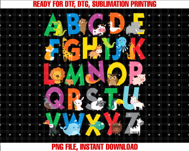 Zoo Animal Alphabet ABCs Learning Letters Boys Girls T-shirt
