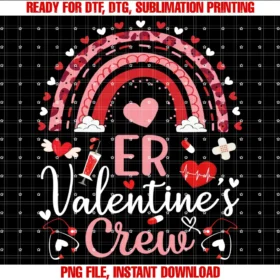 Er Nurse Valentines Crew Er Valentines Day Rainbower Valentines Nurse Crew Rainbow Scrub Nurse Valentines Day Tee