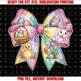 Easter Bow Bunny Chicken Loverretro Adorable Easter Bow Bunny and Chick Clothing Tee